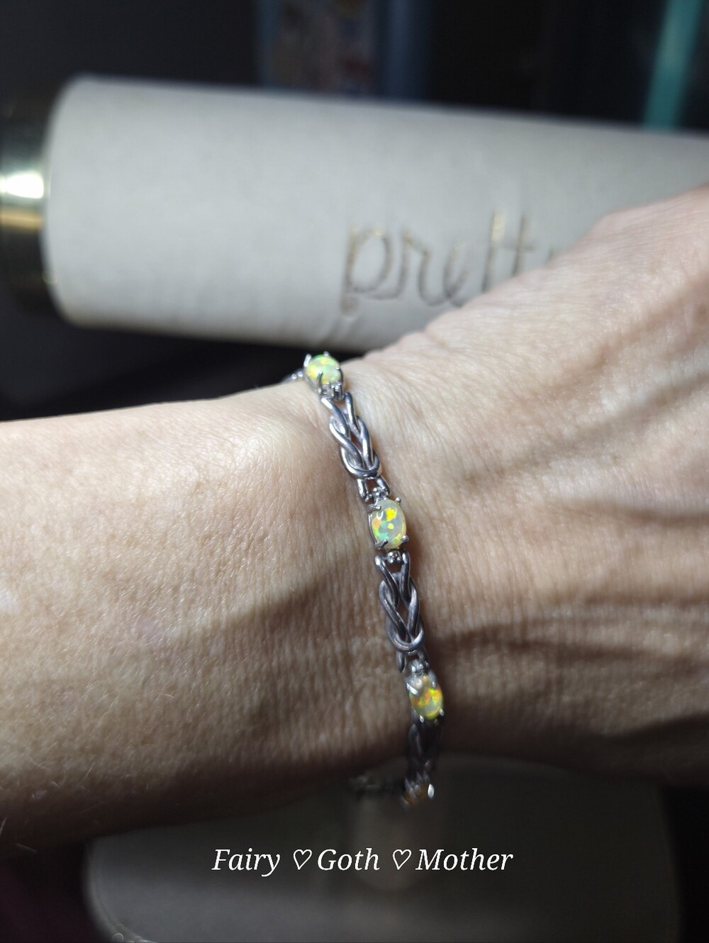 Vintage Magic! Helzberg Diamonds Fancy Designer Opal & Sterling Bracelet - Picture 3 of 17